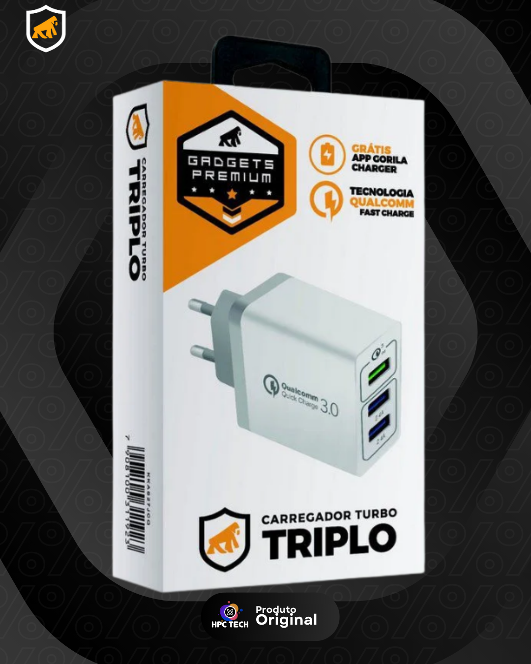 Carregador Turbo Triplo QC 3.0 - Gshield